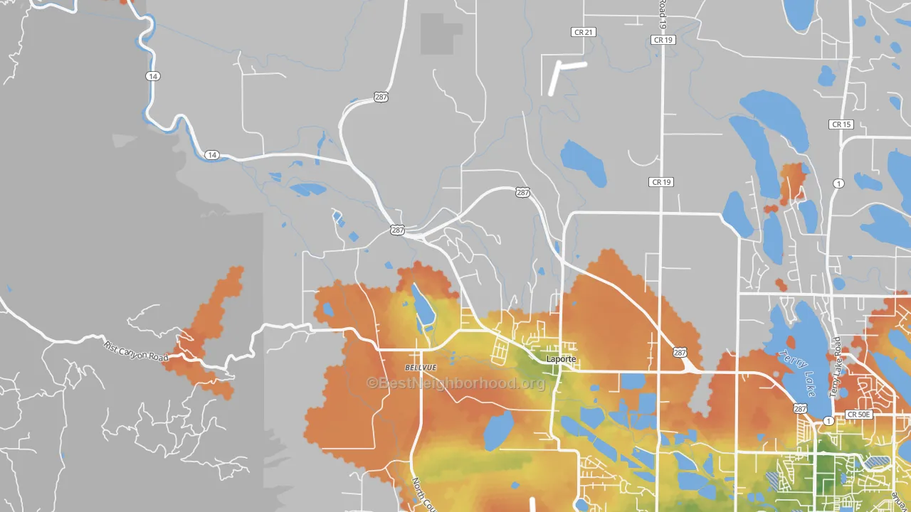 Bike Grade map of Laporte, CO