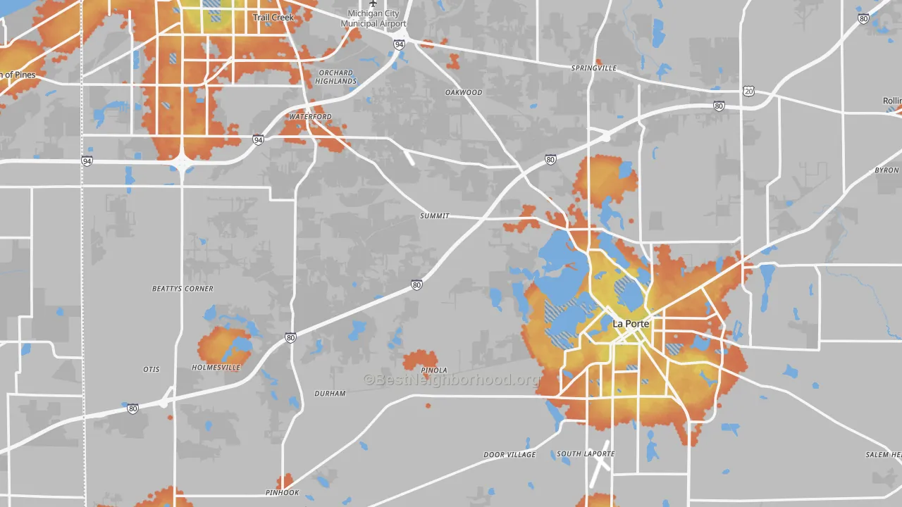 Bike Grade map of LaPorte County, IN