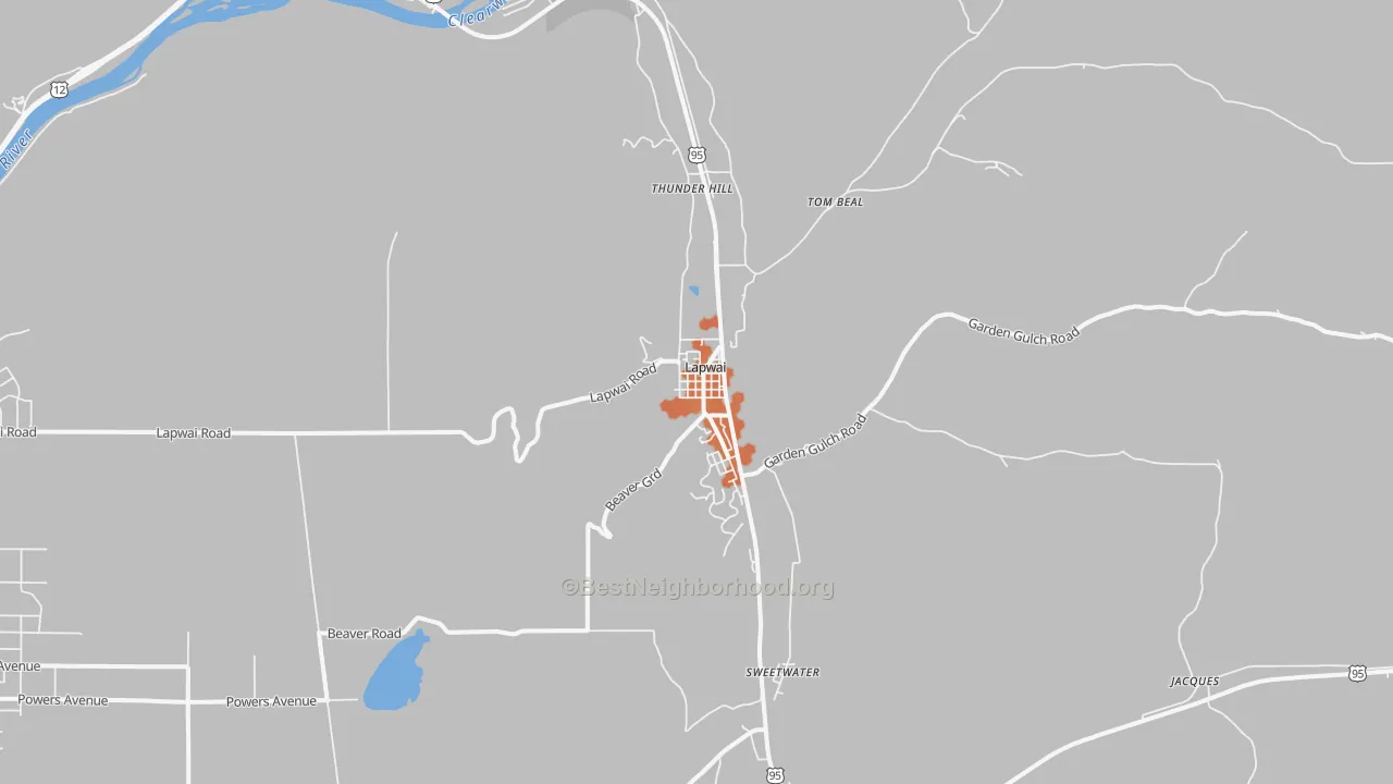 Bike Grade map of Lapwai, ID