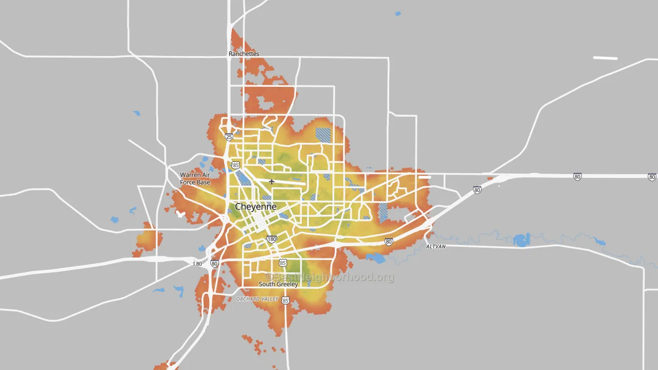 Bike Grade map of Laramie County, WY