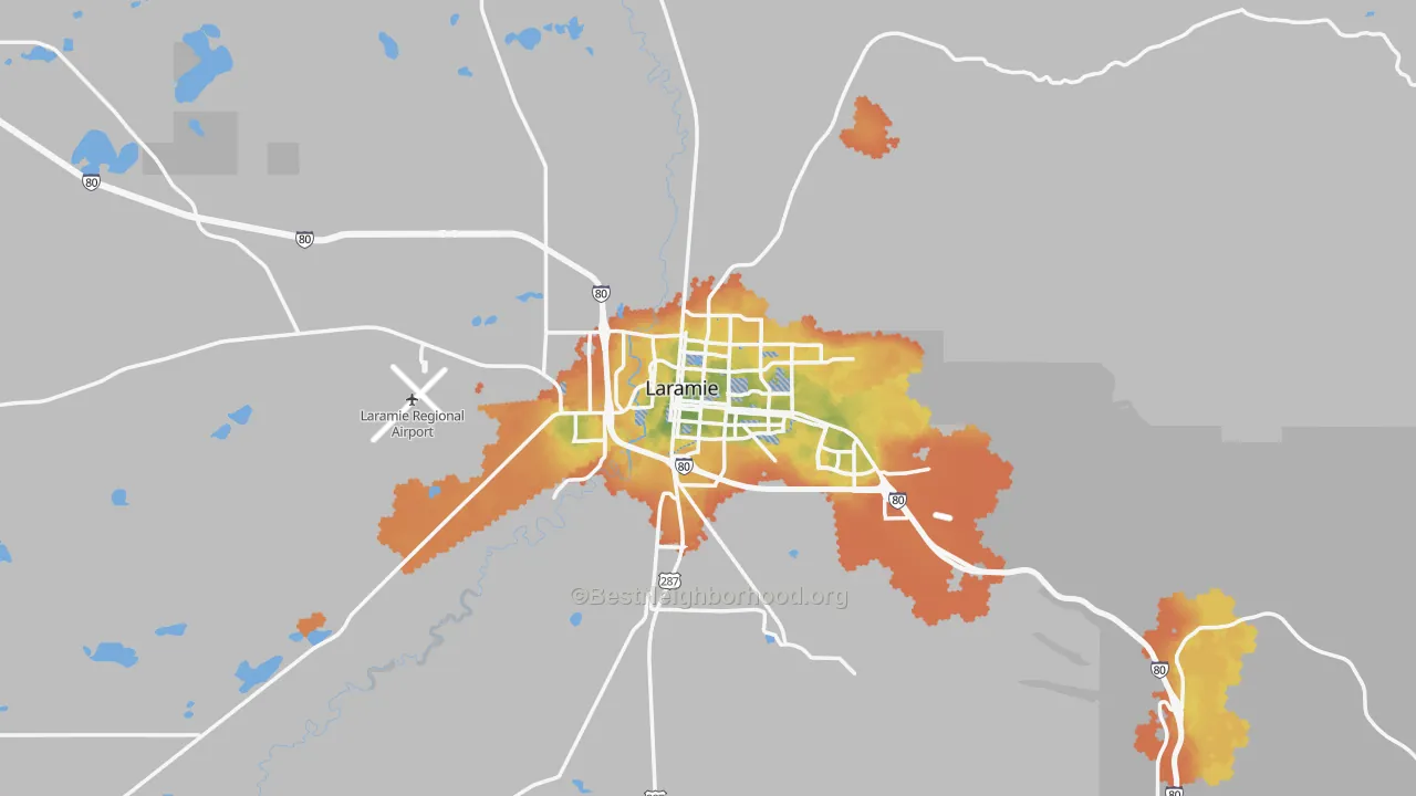 Bike Grade map of Laramie, WY