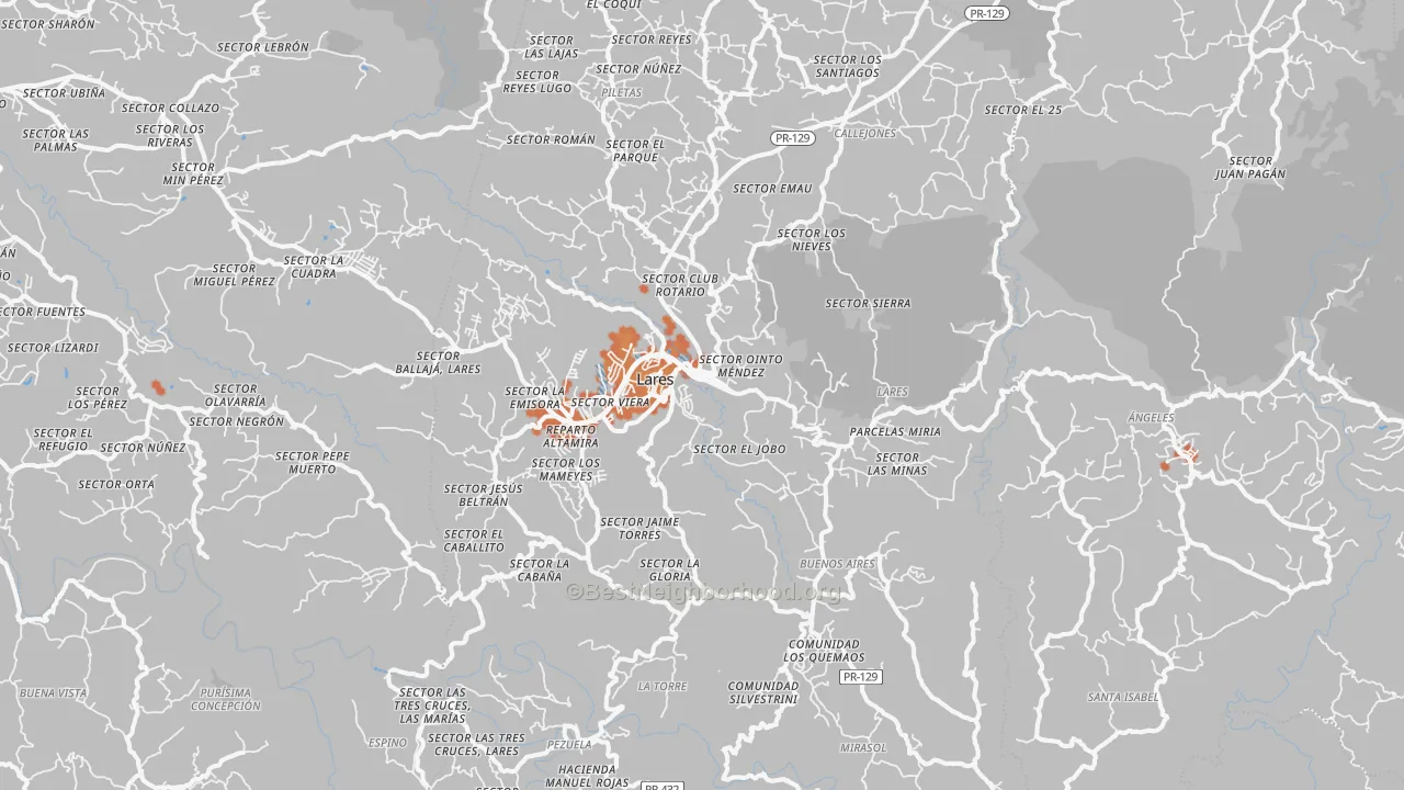 Bike Grade map of Lares Municipio, PR