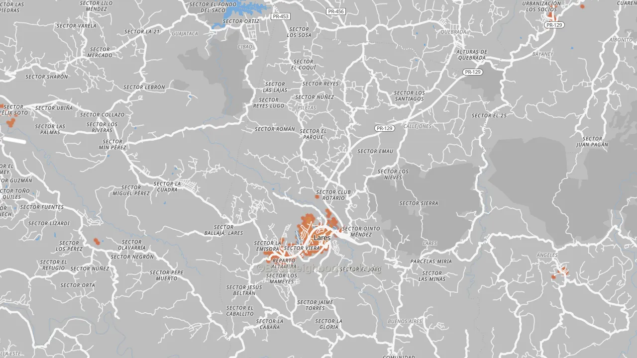 Bike Grade map of Lares, PR
