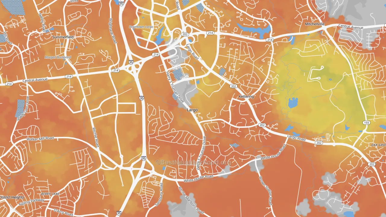 Bike Grade map of Largo, MD
