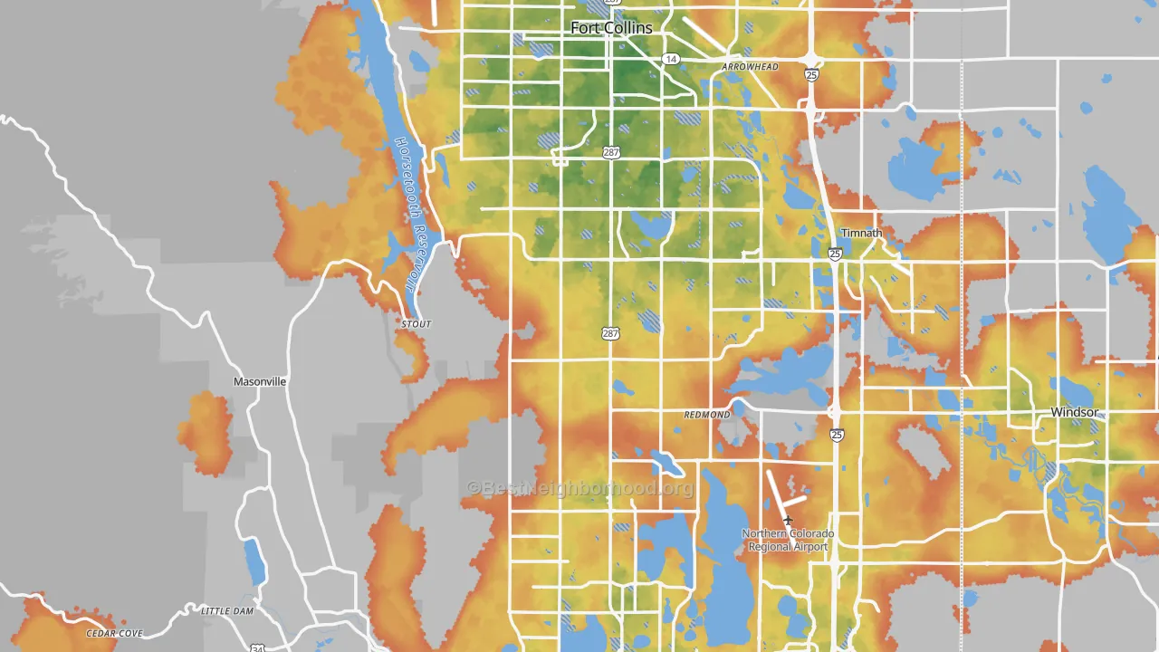 Bike Grade map of Larimer County, CO