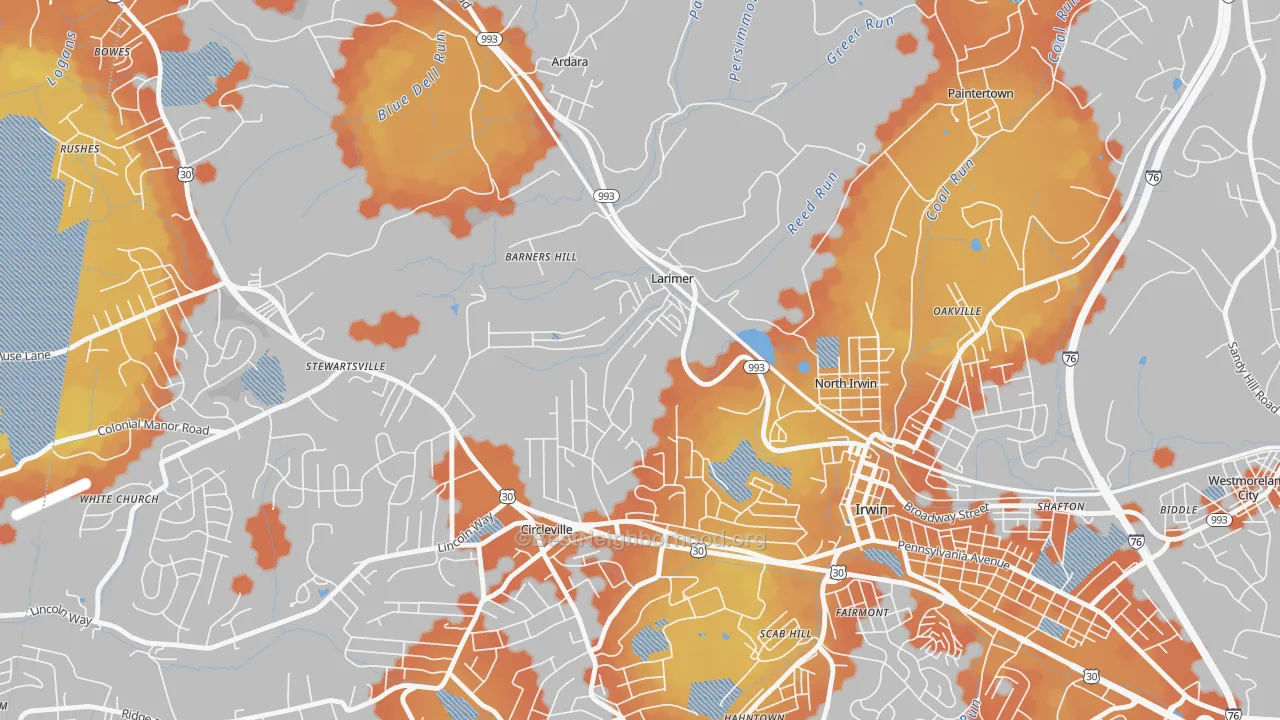 Bike Grade map of Larimer, PA