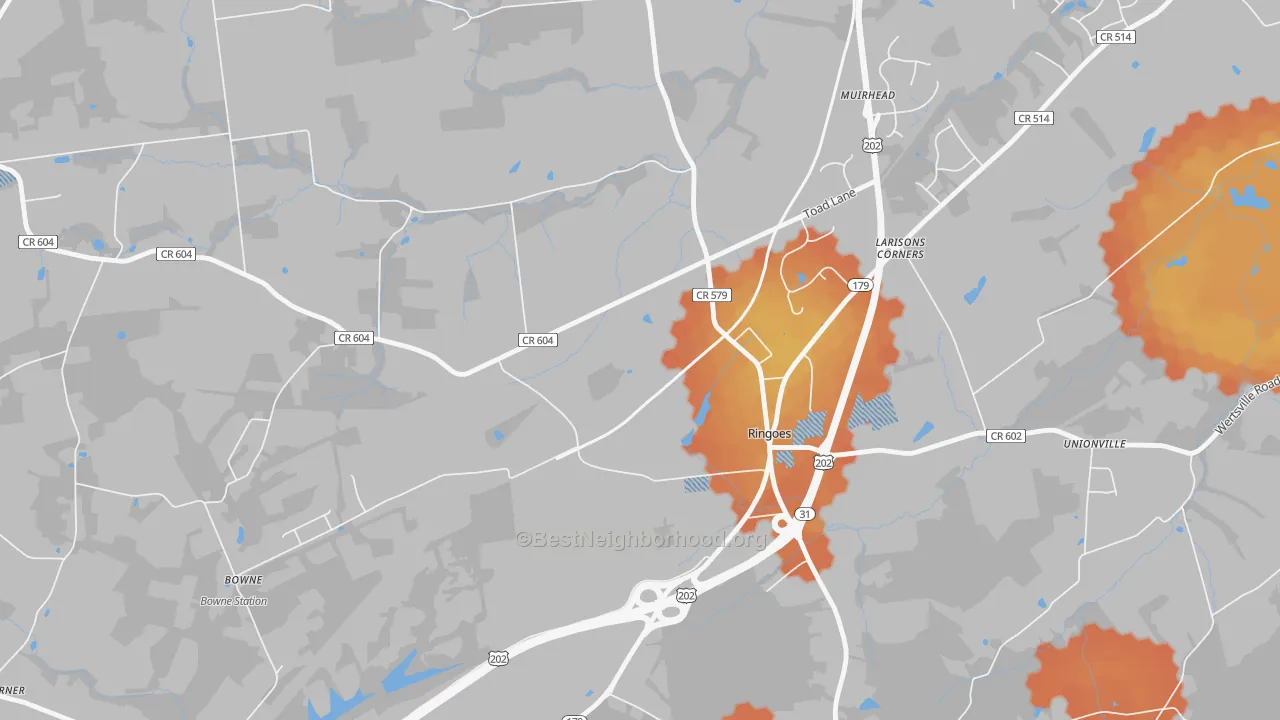 Bike Grade map of Larisons Corner, NJ