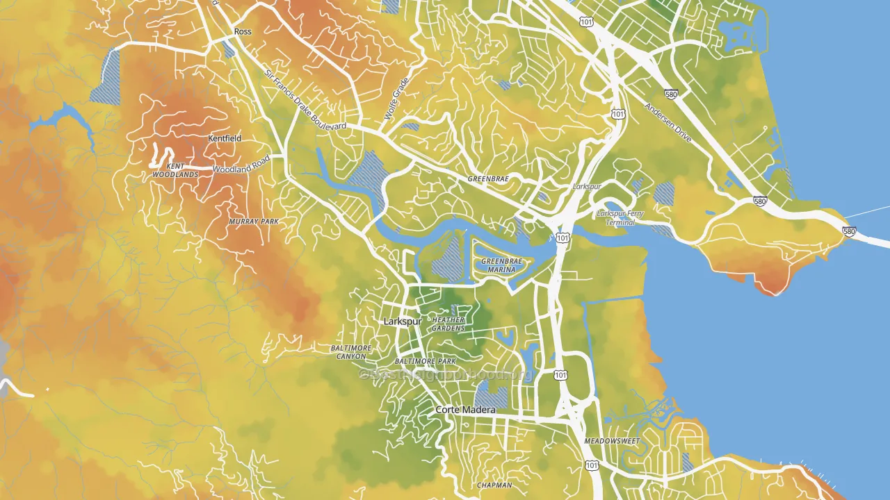 Bike Grade map of Larkspur, CA
