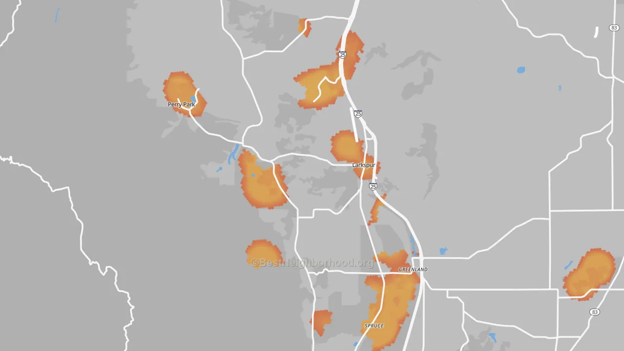 Bike Grade map of Larkspur, CO