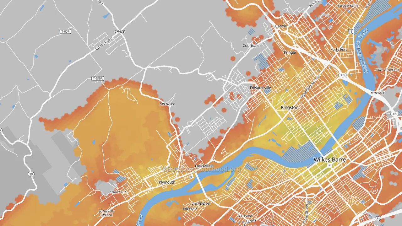 Bike Grade map of Larksville, PA
