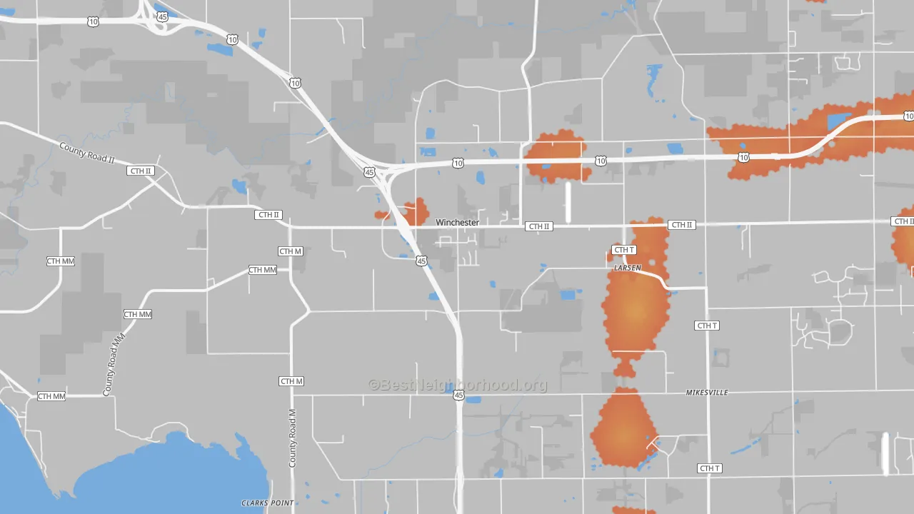 Bike Grade map of Larsen, WI