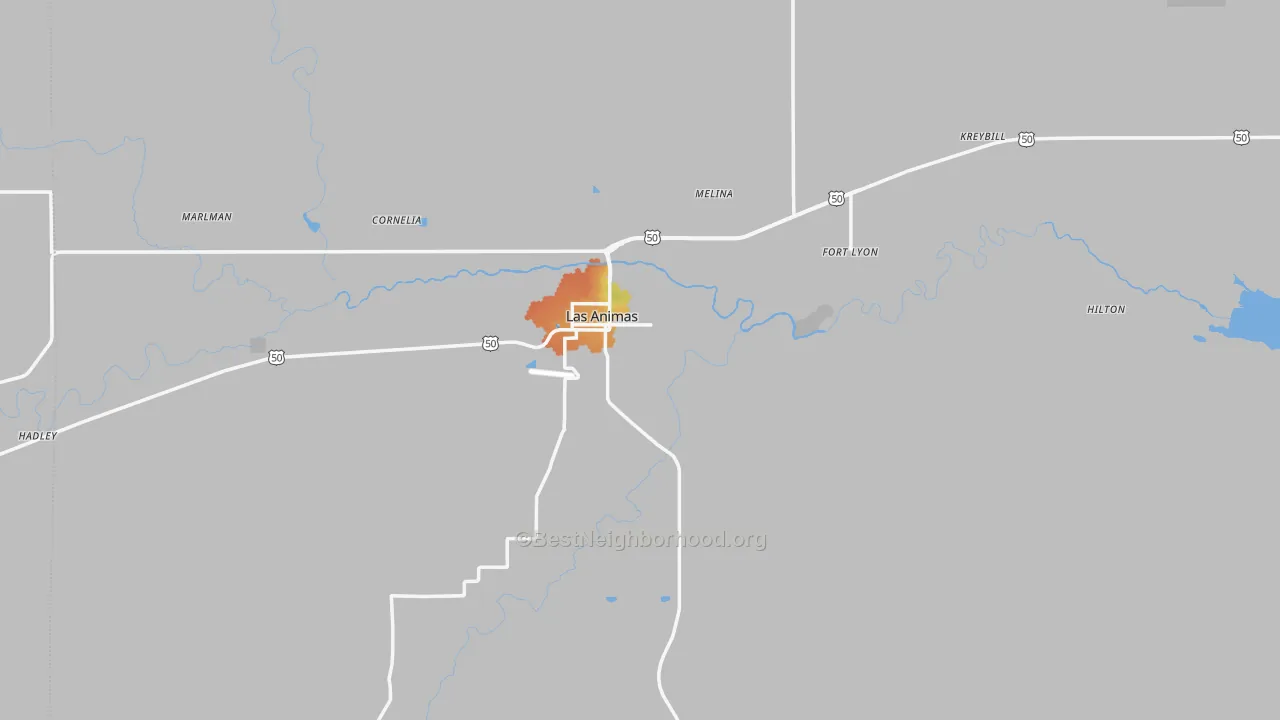 Bike Grade map of Las Animas, CO
