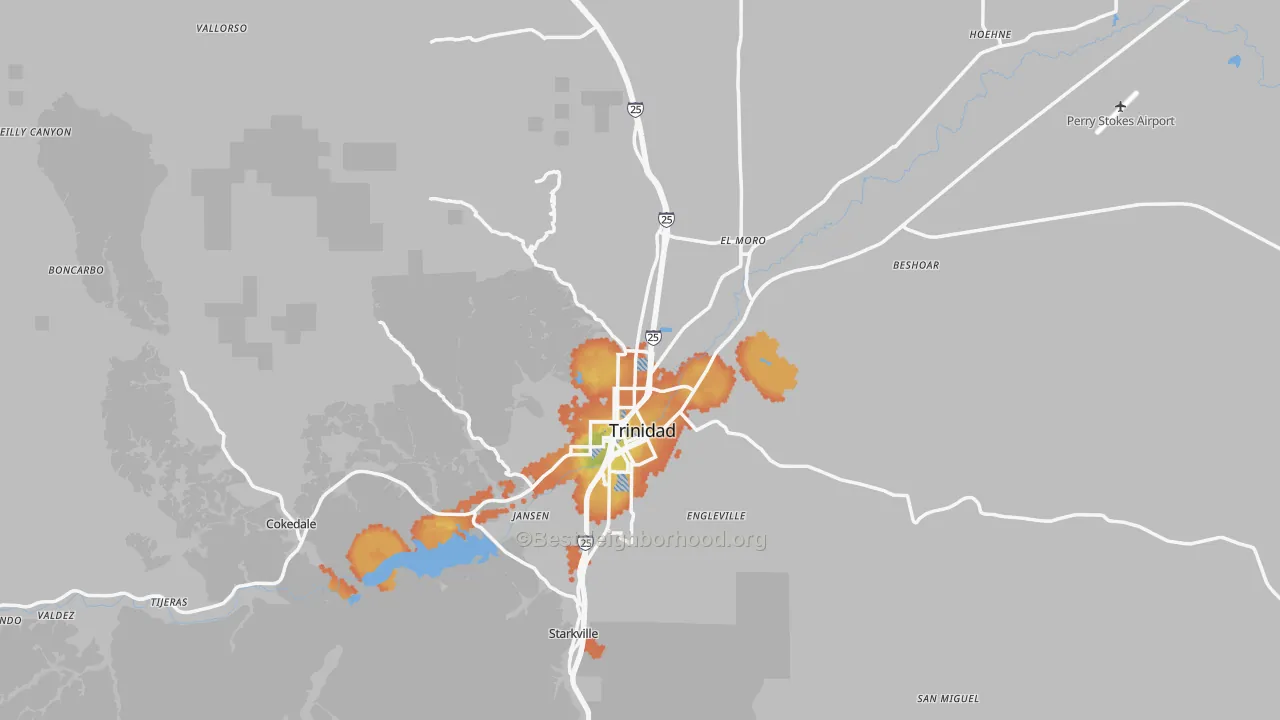Bike Grade map of Las Animas County, CO