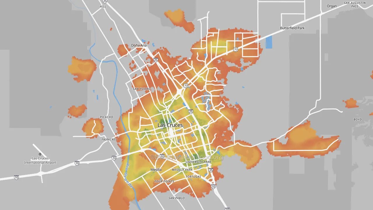 Bike Grade map of Las Cruces, NM