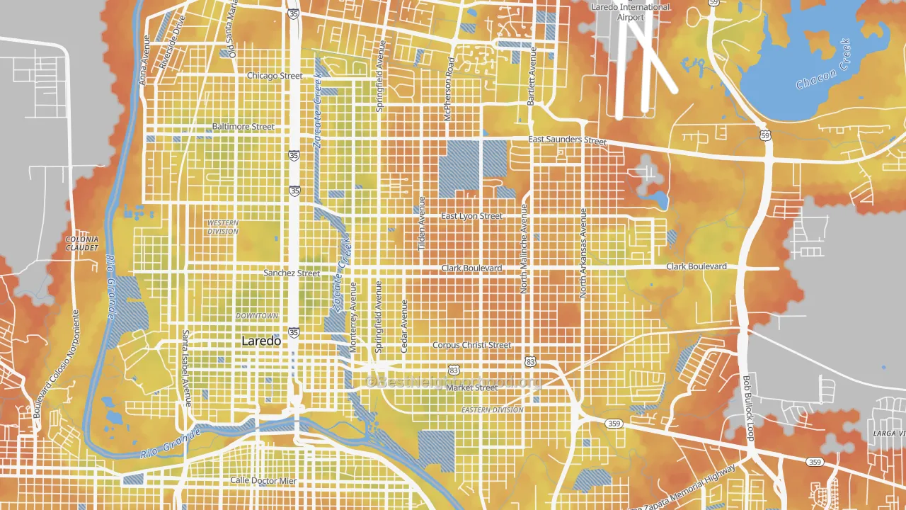 Bike Grade map of Las Lomas, Laredo, TX