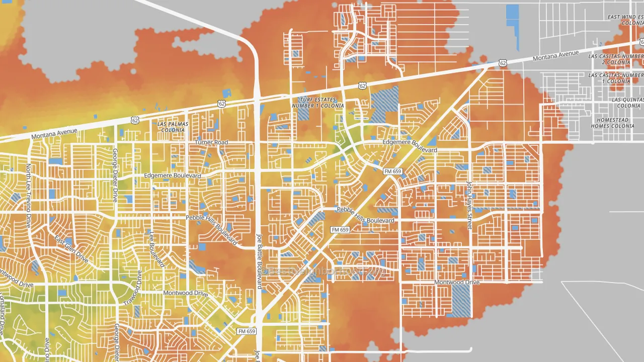 Bike Grade map of Las Tierras, El Paso, TX
