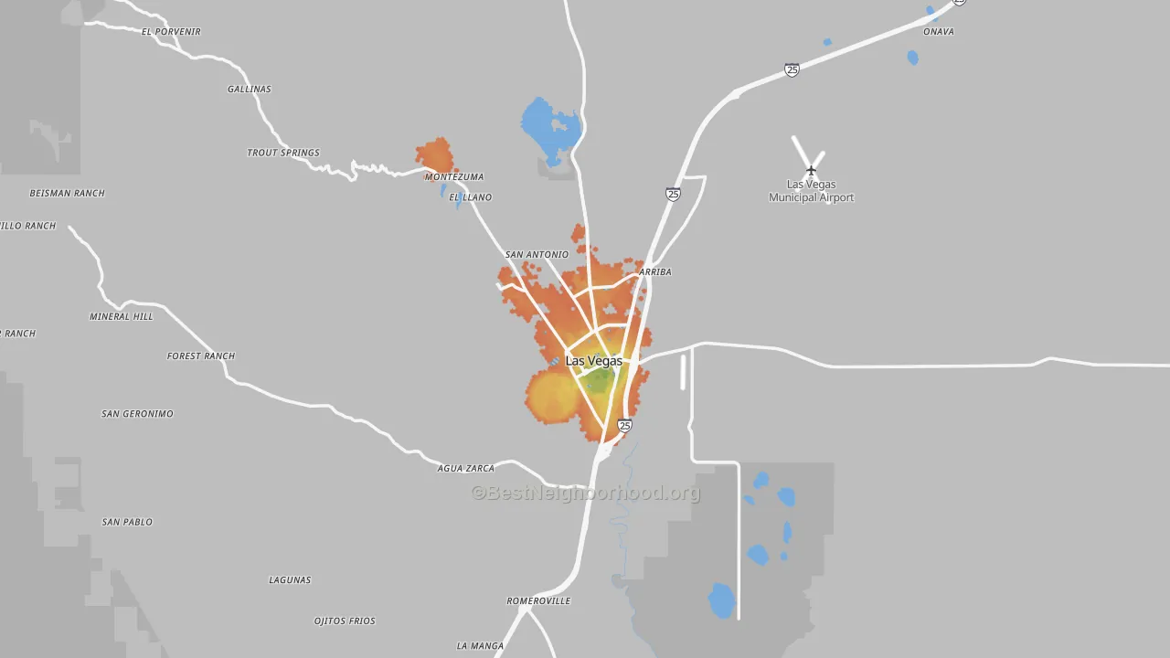 Bike Grade map of Las Vegas, NM