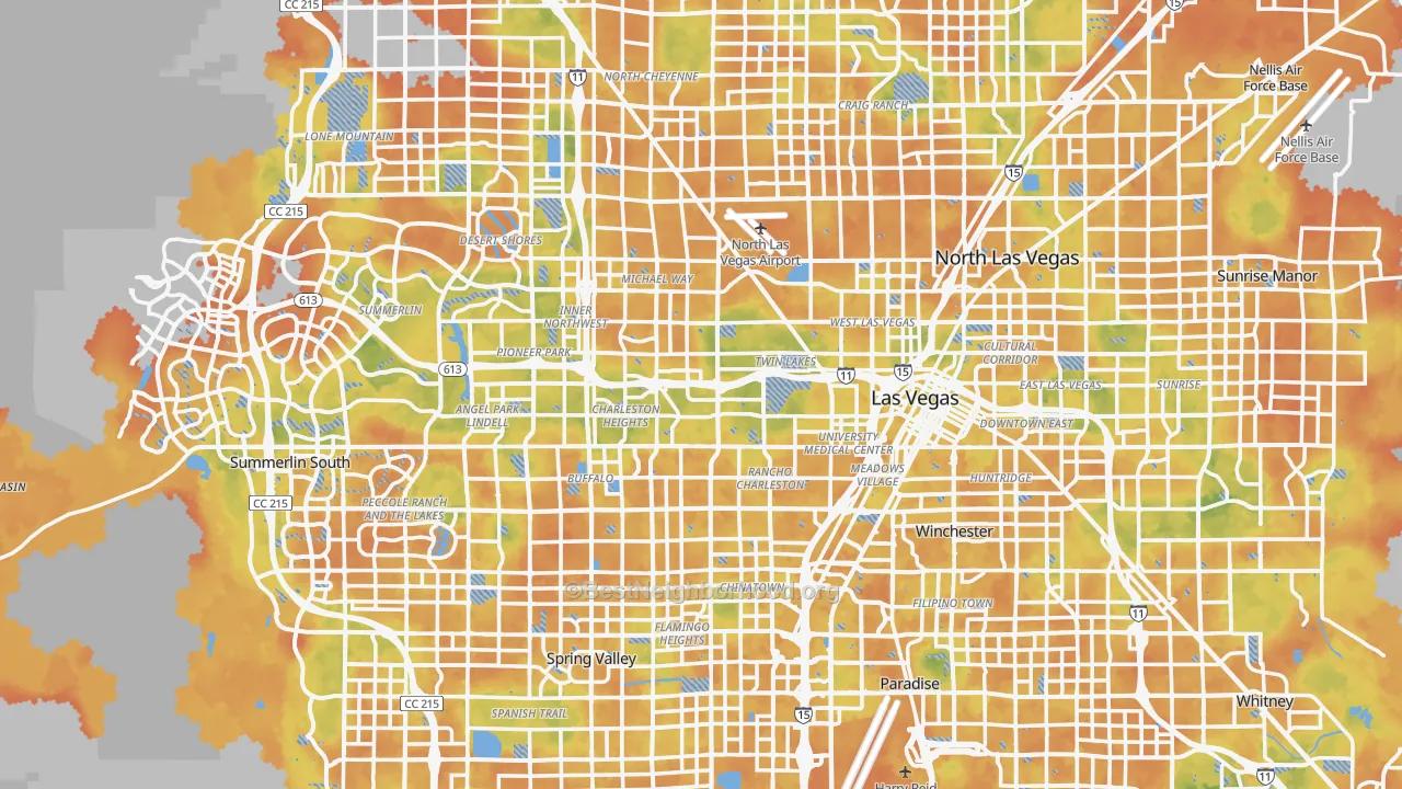 Bike Grade map of Las Vegas, NV