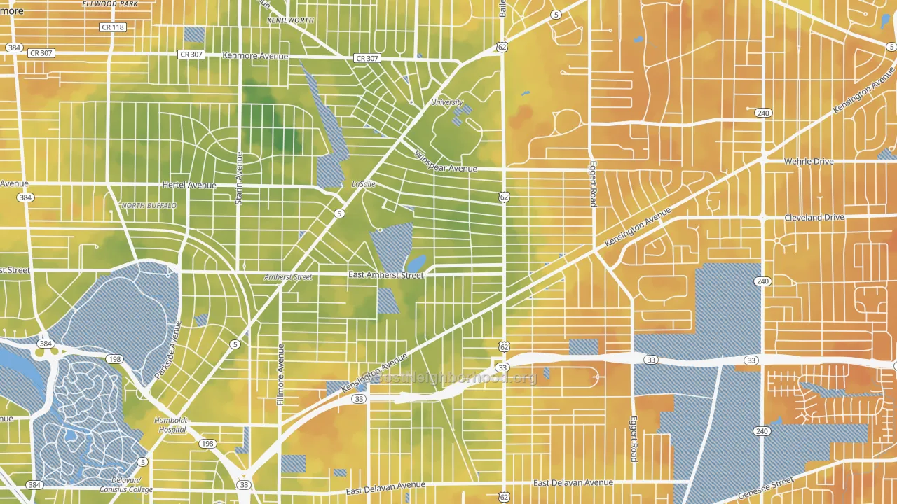 Bike Grade map of Lasalle, Buffalo, NY