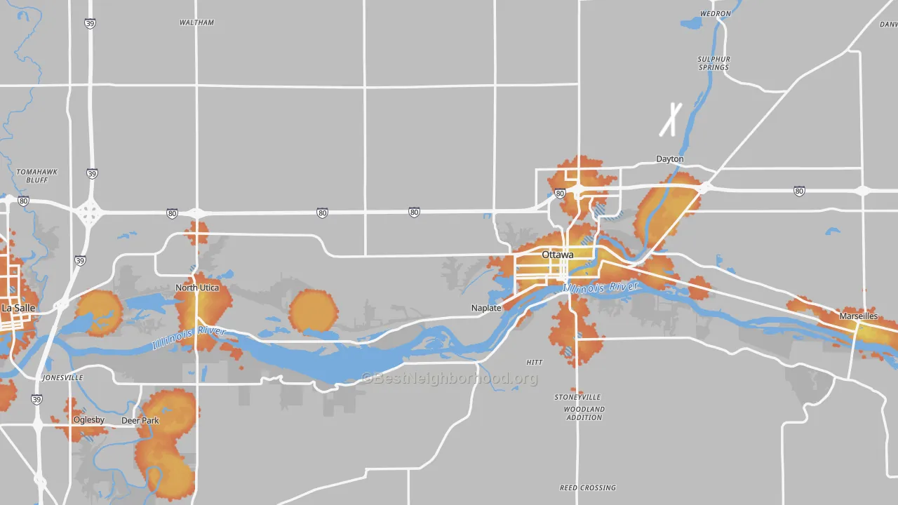 Bike Grade map of LaSalle County, IL