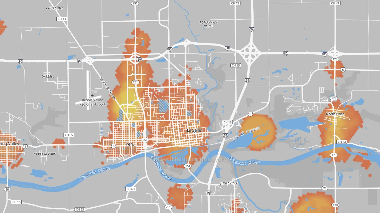 Bike Grade map of Lasalle, IL