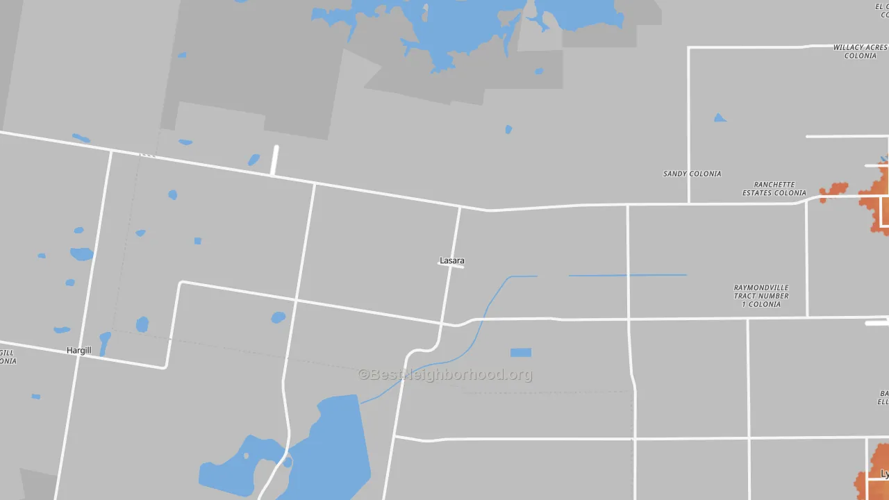 Bike Grade map of Lasara, TX