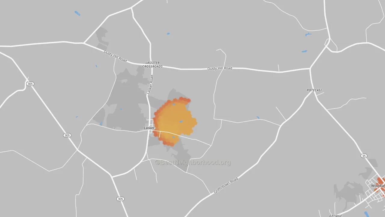 Bike Grade map of Lasker, NC