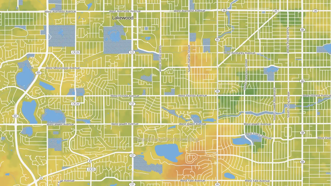 Bike Grade map of Lasley, Lakewood, CO