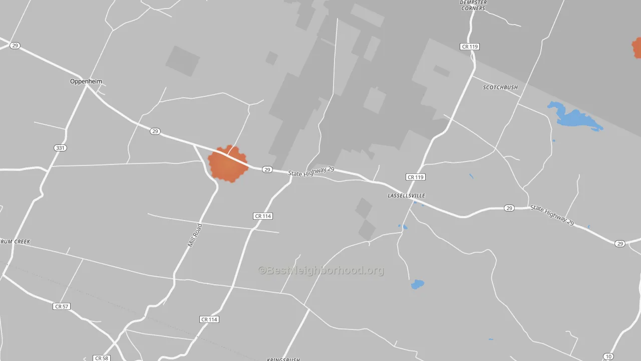 Bike Grade map of Lassellsville, NY