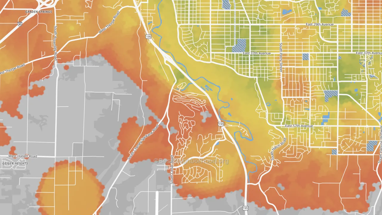Bike Grade map of Latah Valley, Spokane, WA
