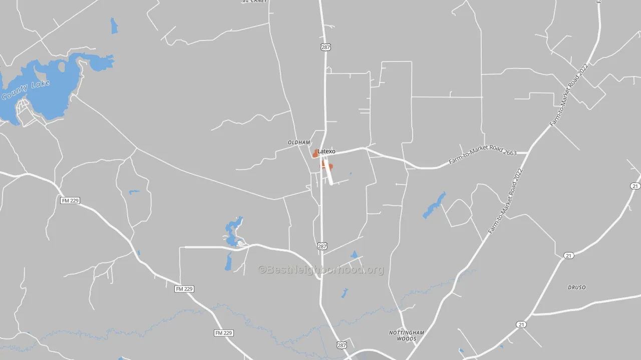 Bike Grade map of Latexo, TX