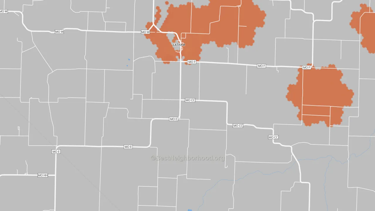 Bike Grade map of Latham, MO