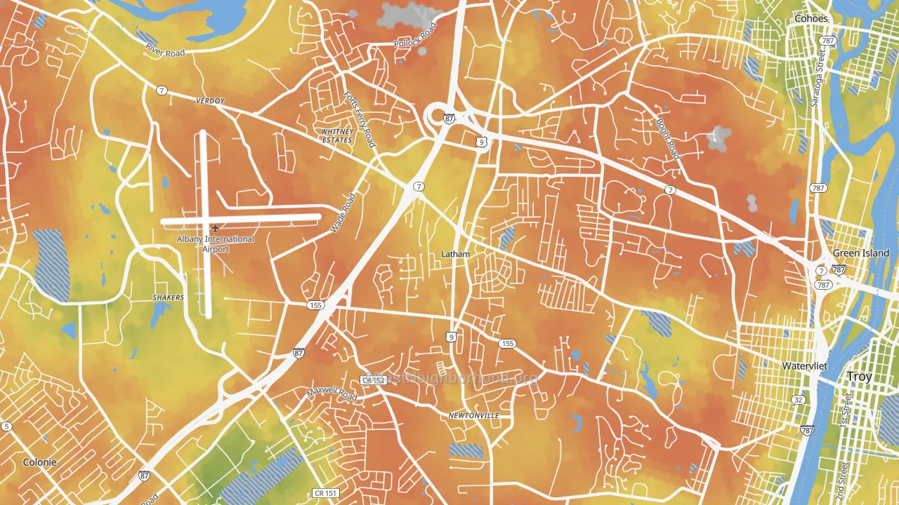Bike Grade map of Latham, NY