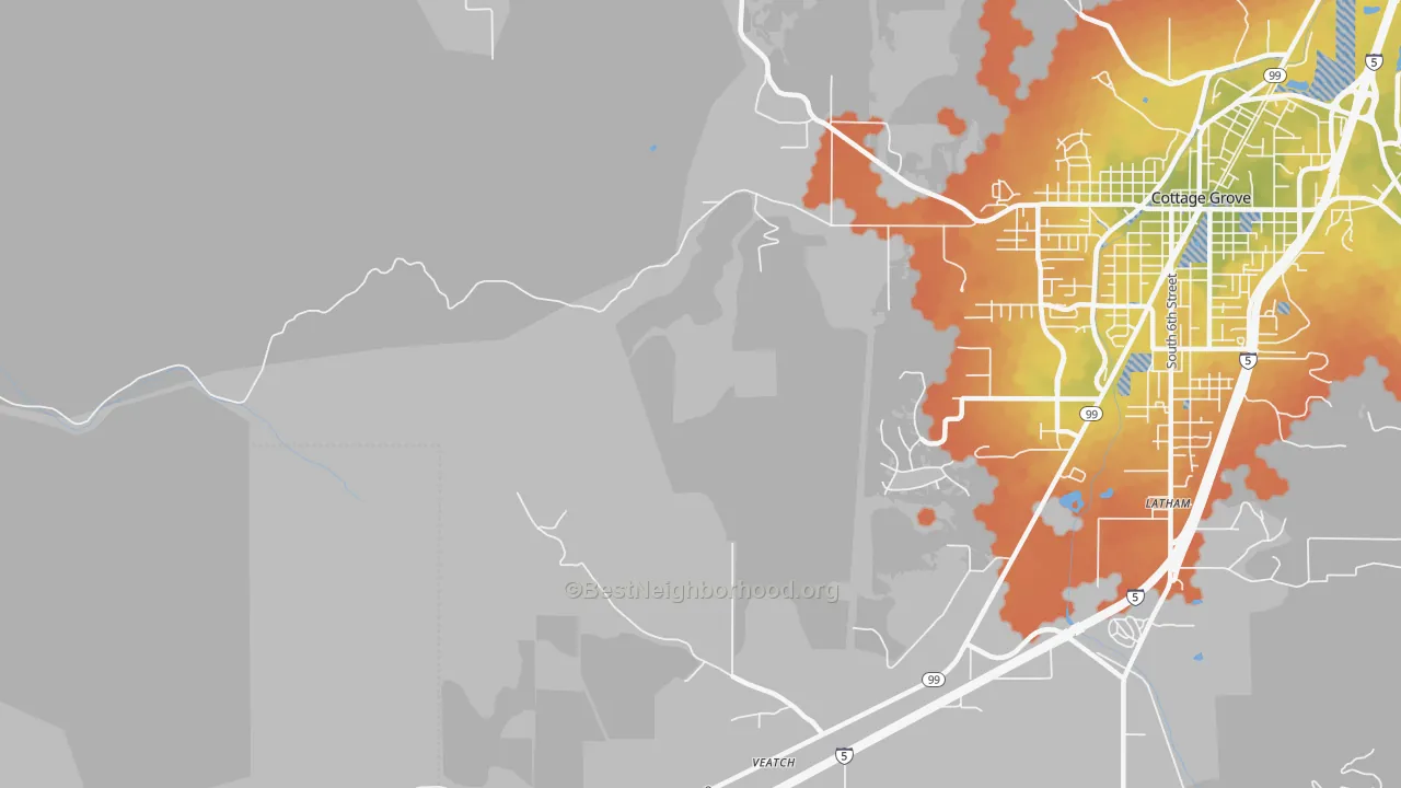 Bike Grade map of Latham, OR