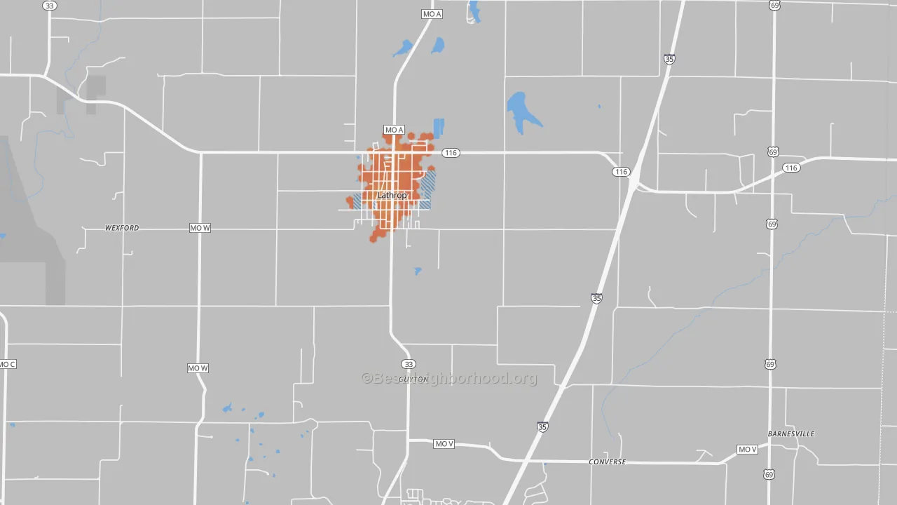 Bike Grade map of Lathrop, MO