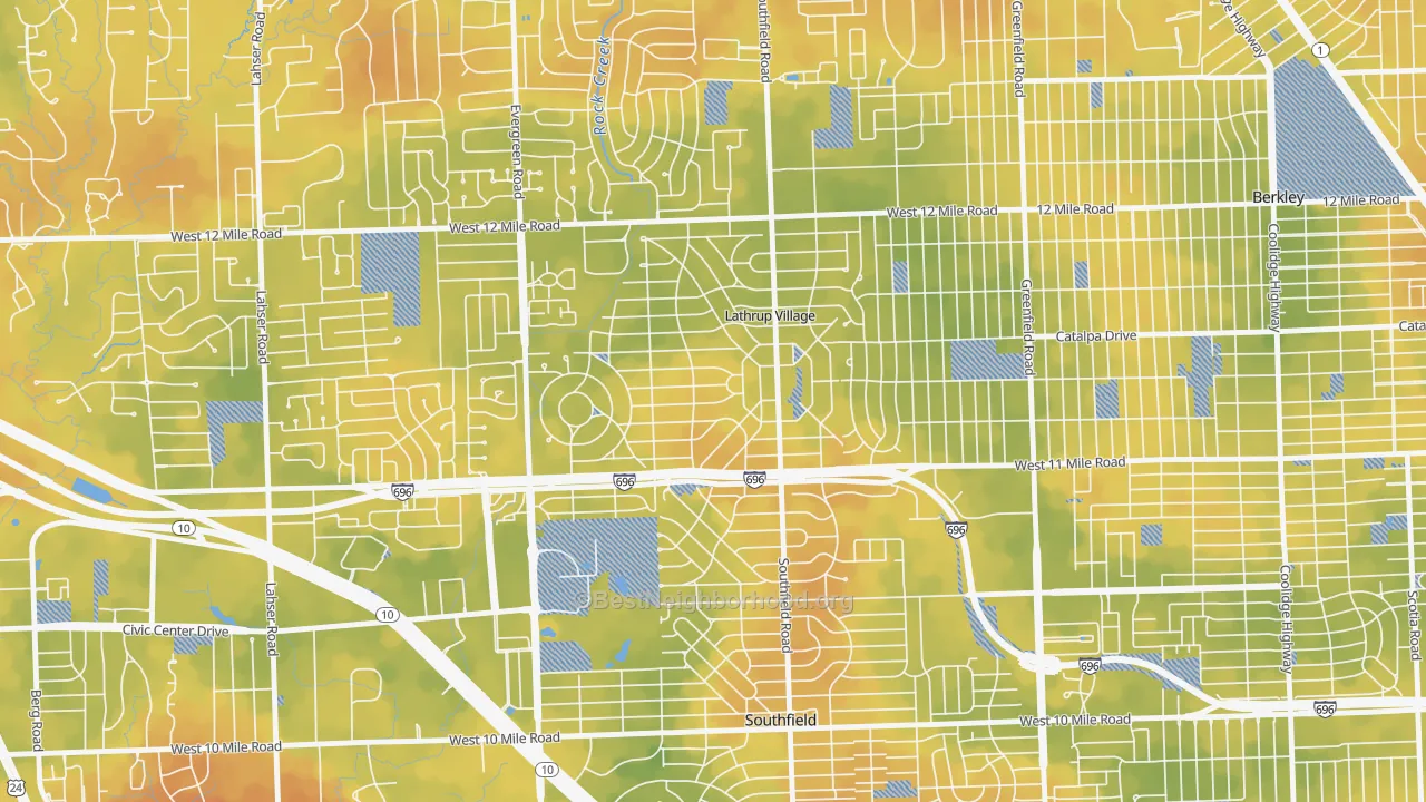 Bike Grade map of Lathrup Village, MI