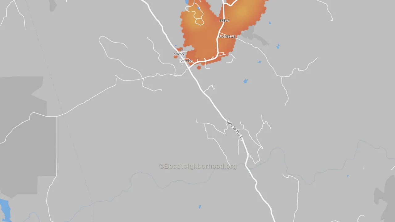Bike Grade map of Latrobe, CA