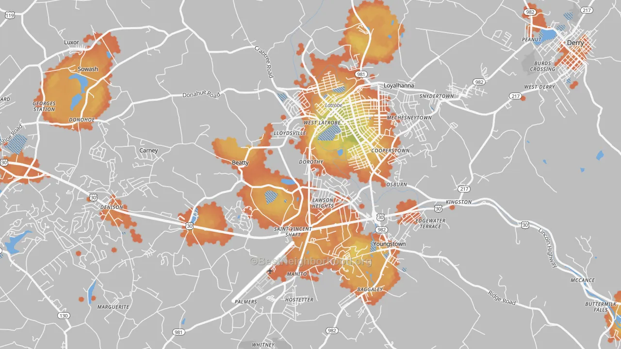Bike Grade map of Latrobe, PA