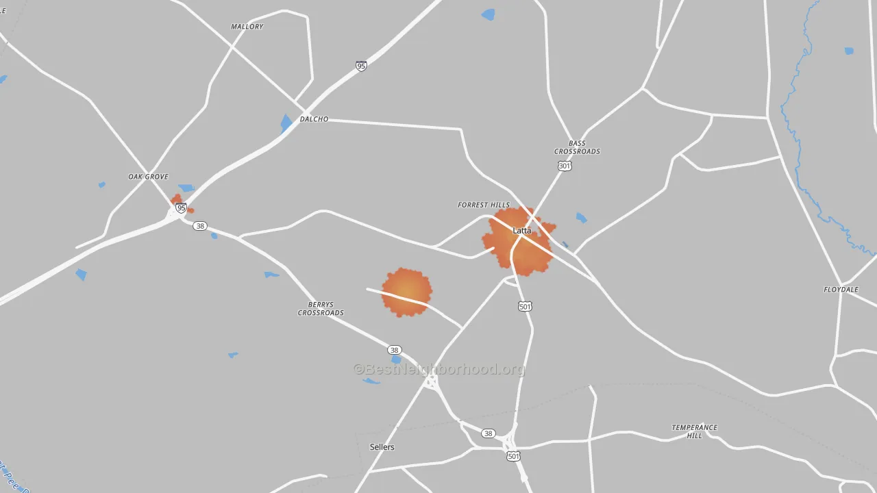 Bike Grade map of Latta, SC