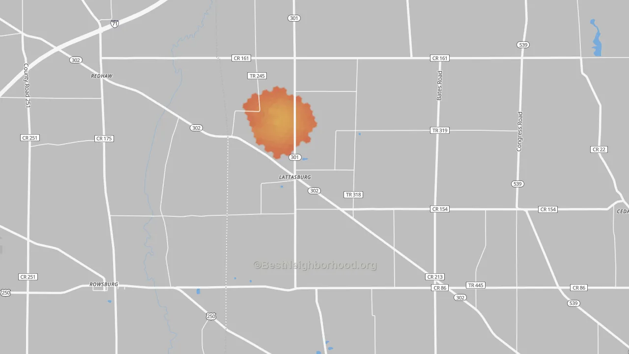 Bike Grade map of Lattasburg, OH