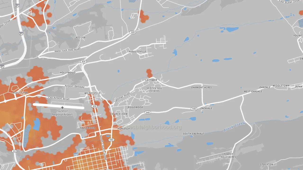 Bike Grade map of Lattimer, PA
