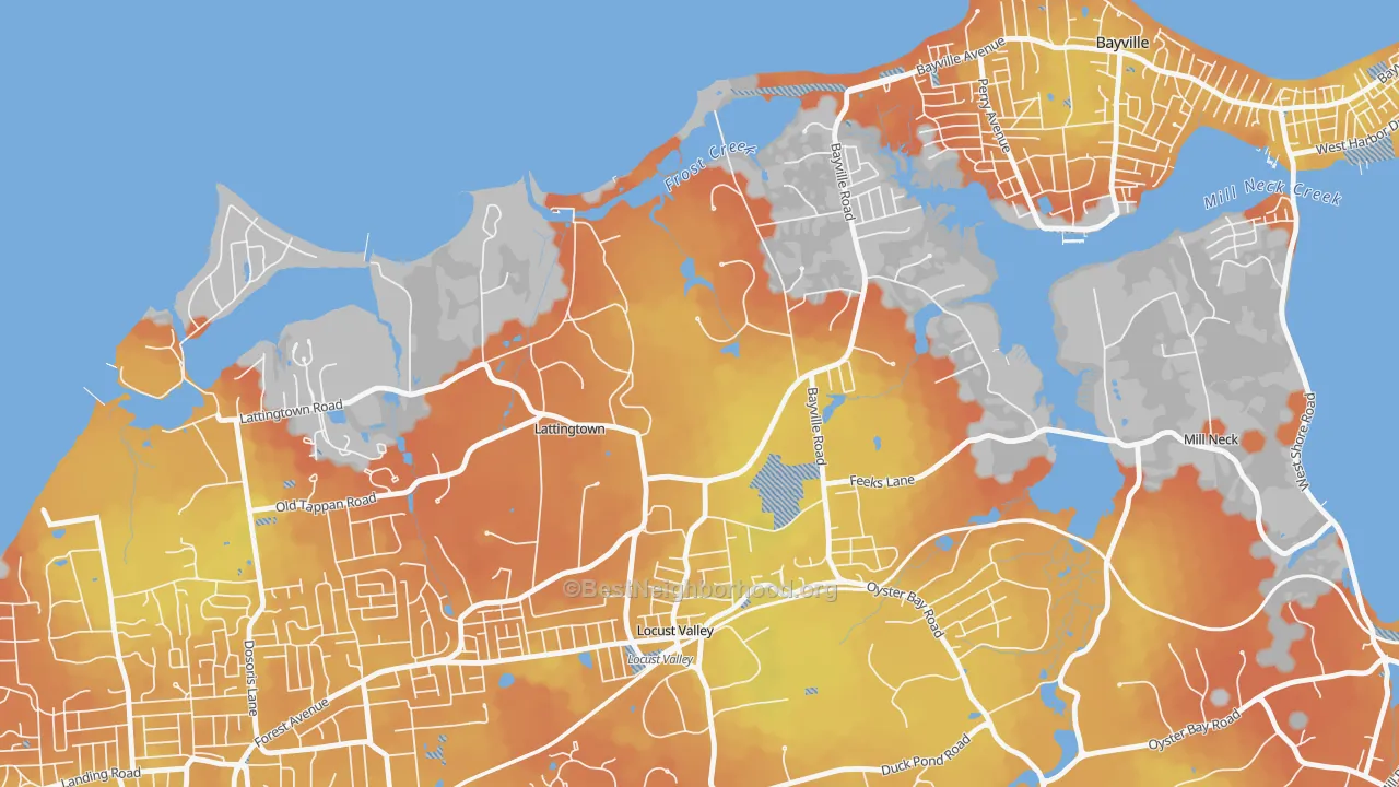 Bike Grade map of Lattingtown, NY