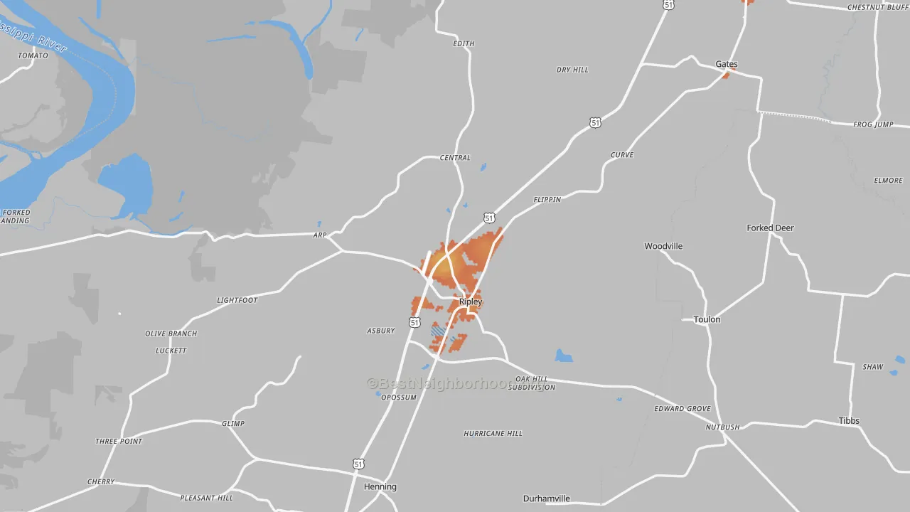 Bike Grade map of Lauderdale County, TN