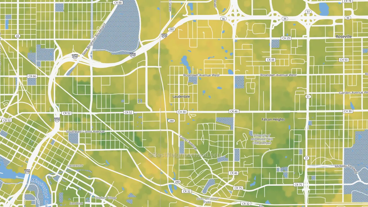 Bike Grade map of Lauderdale, MN
