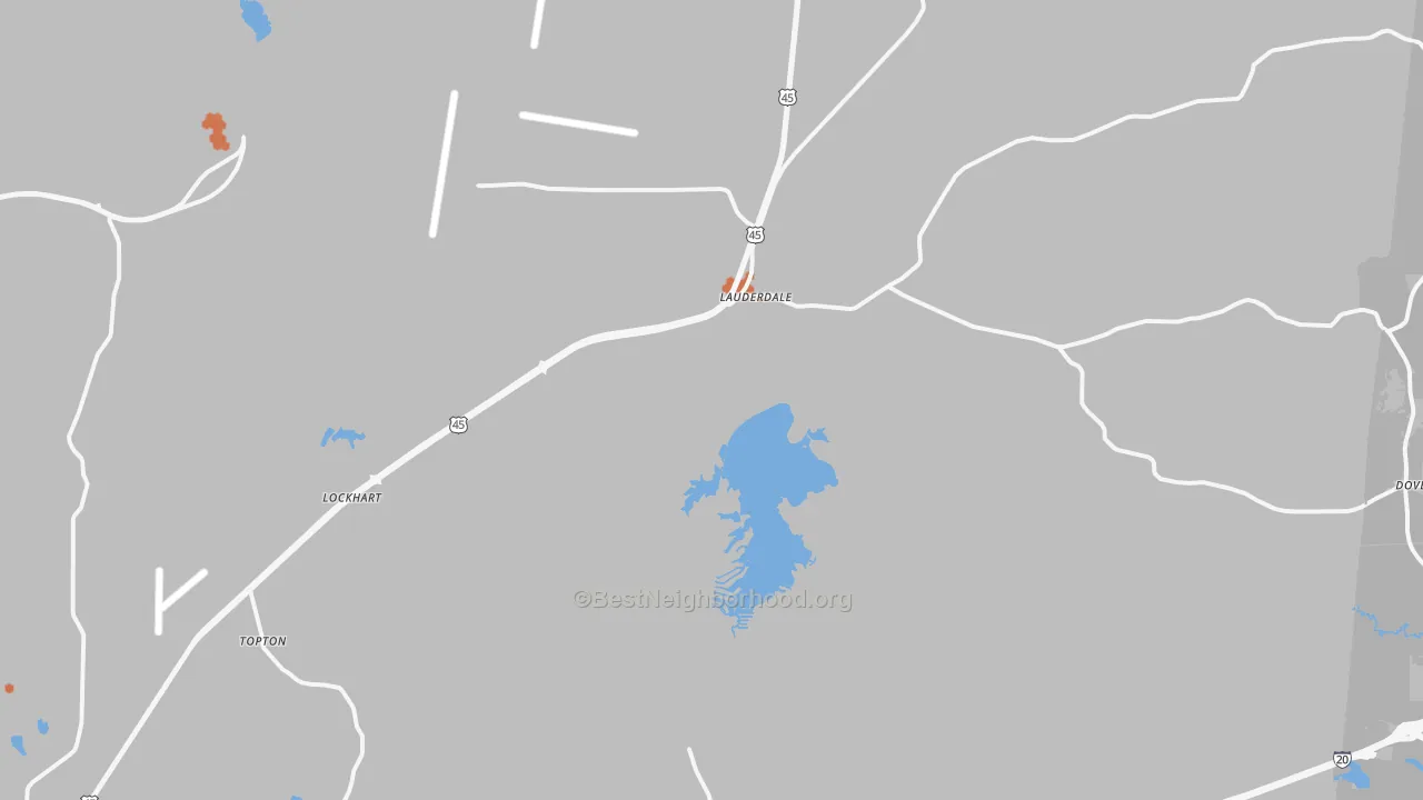 Bike Grade map of Lauderdale, MS