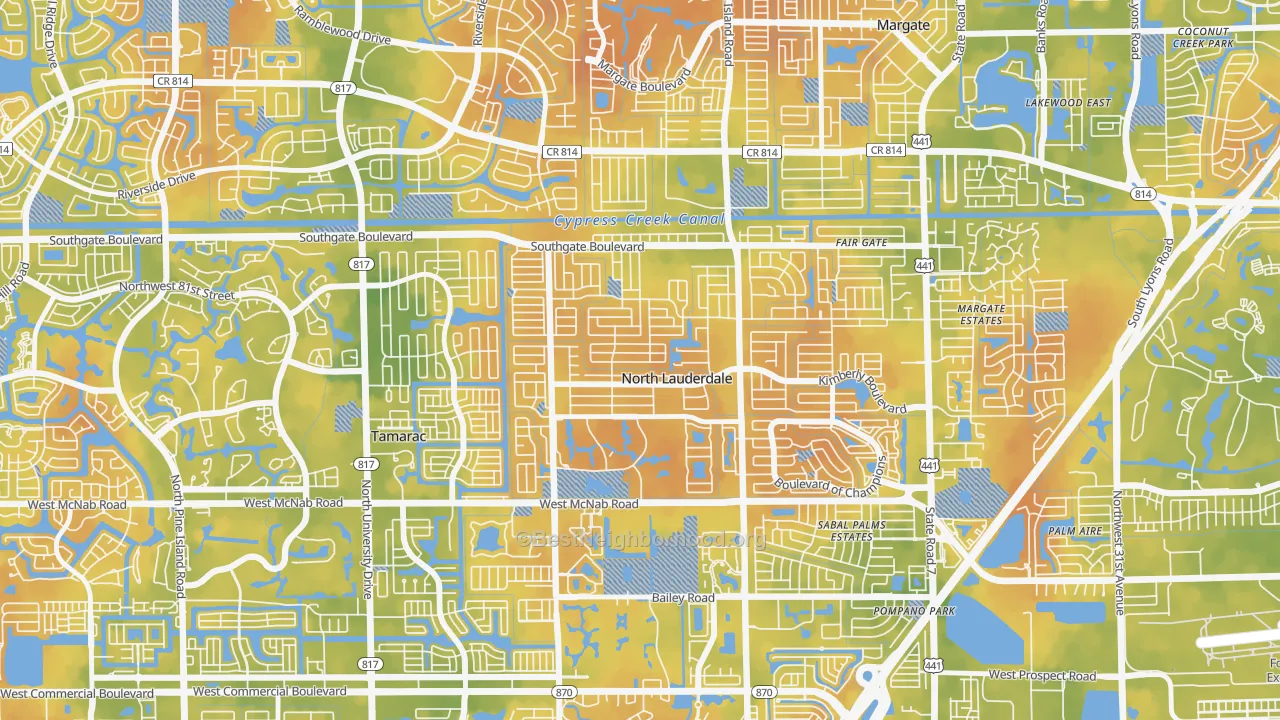 Bike Grade map of Lauderdale North Park, North Lauderdale, FL