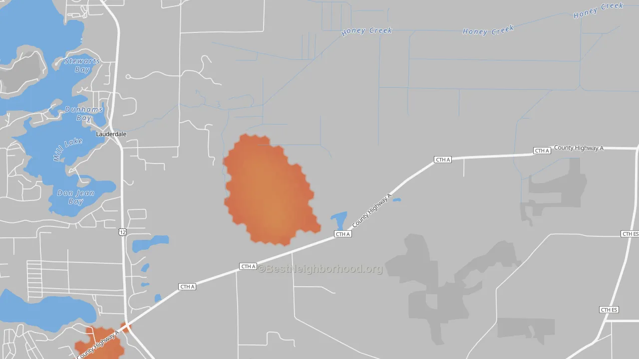 Bike Grade map of Lauderdale, WI