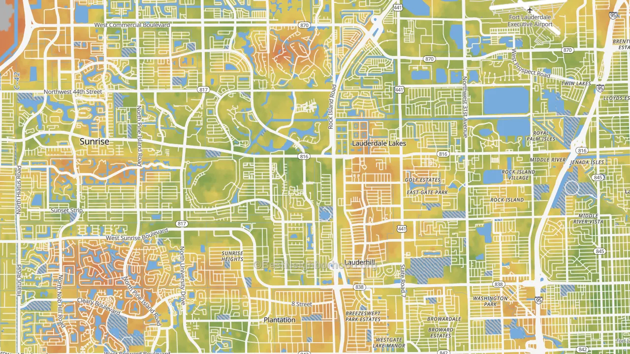 Bike Grade map of Lauderhill, FL