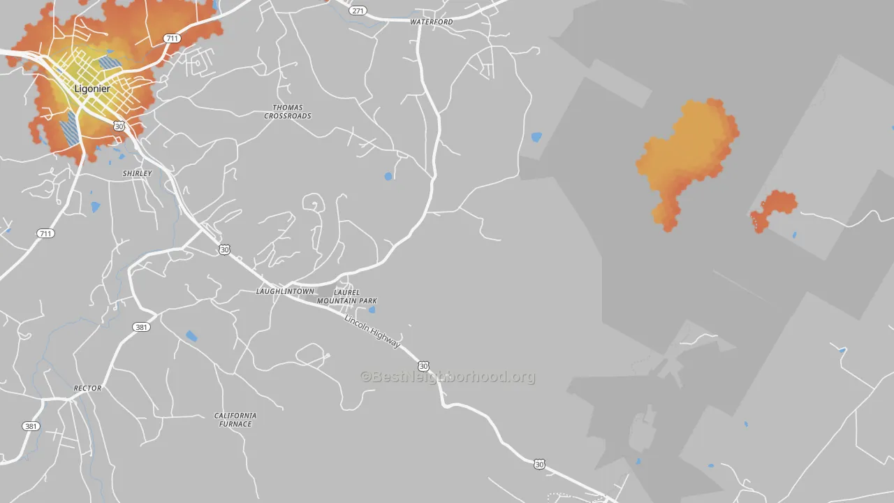 Bike Grade map of Laughlintown, PA