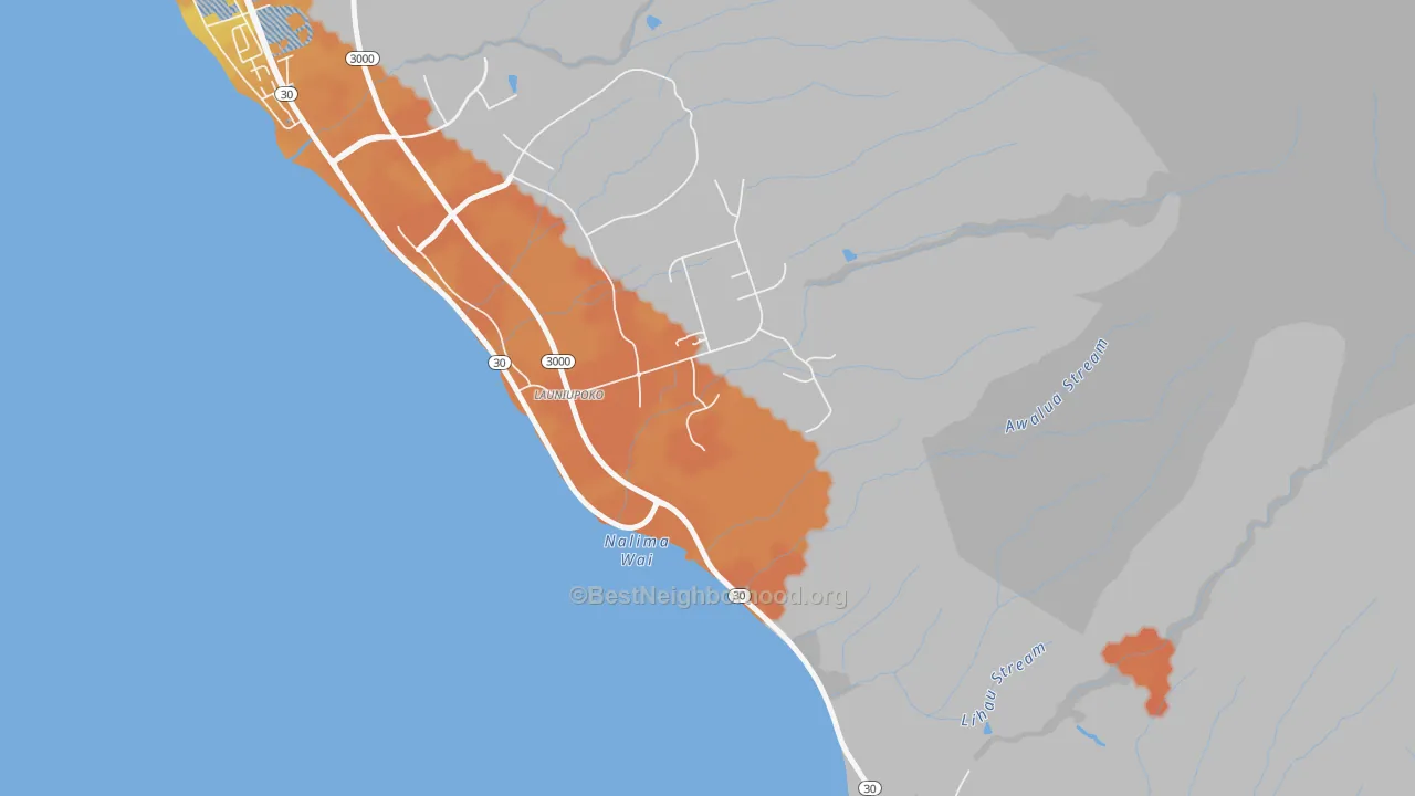 Bike Grade map of Launiupoko, HI